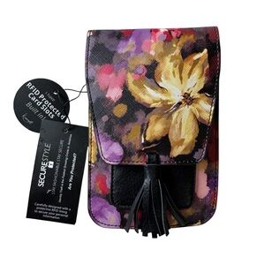 Carroll Accessories Harper RFID-protected crossbody bag purple yellow floral NEW